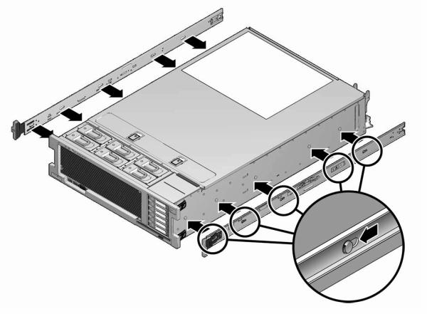 Installing a 7x20 onto the Rack Slide Rails 2. The following graphic illustrates how to attach the 7x20 mounting brackets. 3.