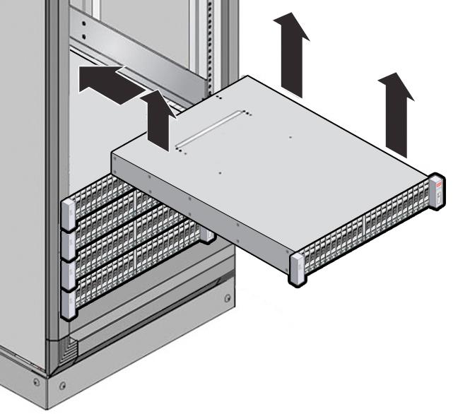 Installing a DE3-24P Disk Shelf 76 4. Install one screw through the rack and into the rear of each rail. 5.