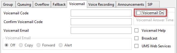 Under the Voicemail tab,