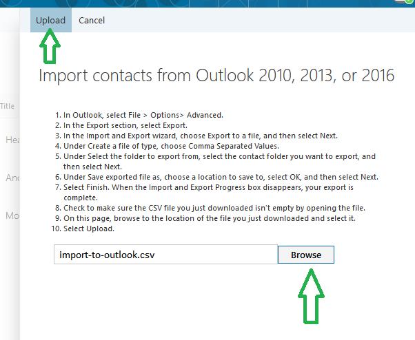 7 In the left column under Import contacts, select Outlook 2010, 2013, or 2016. I realize this seems incorrect as you re importing from Thunderbird, but this is the correct procedure.