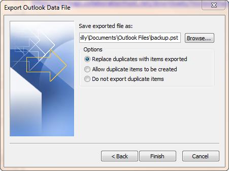 PST Admin for Outlook 2013 5 The final dialog of the wizard displays: 9.