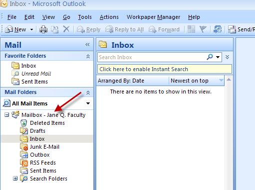 23. Microsoft Outlook 2007 opens and shows your Mail box with your information.
