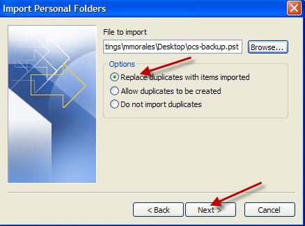 29. Then, from the Import Personal Folders dialog box, click Next. 30.