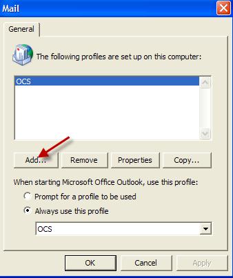 13. The Mail Setup dialog box opens. Click the Show Profiles button. 14. The Mail configuration box appears.