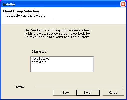 Select a Client Group from the list.