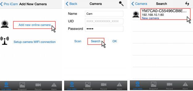 Select your camera and click OK. Your camera is now online; from here you can customize your settings.