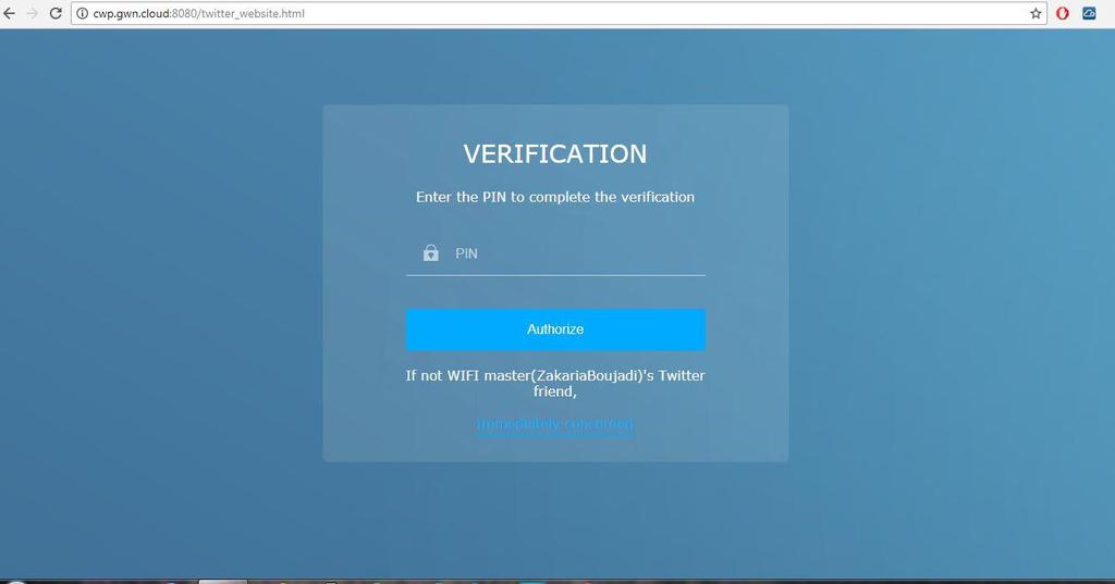 On the verification page, enter the saved PIN code to get