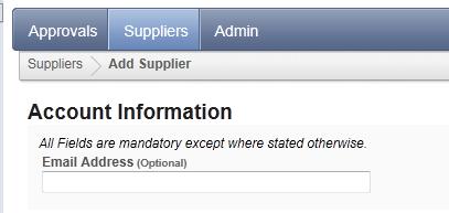 Suppliers menu button: This list shows all the suppliers that can be displayed via the public Supplier