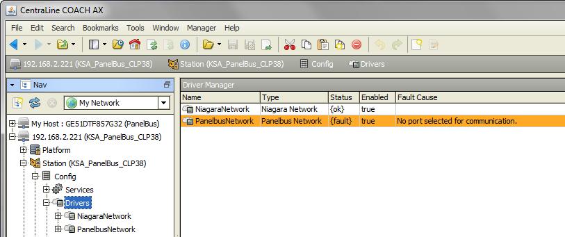 Display the property sheet for the Panelbus network by right-clicking Panelbus Network in the Nav tree,