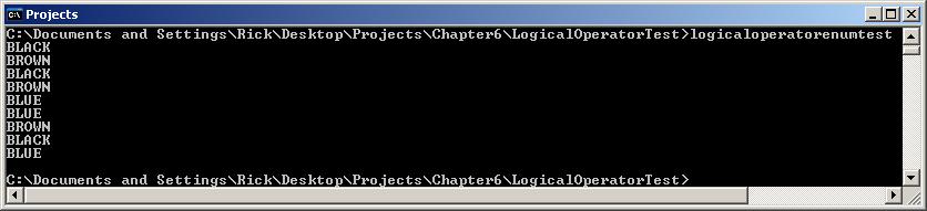 Statements, Expressions, and Operators Chapter 6: Simple C# Programs 6.15 LogicalOperationEnumTest.
