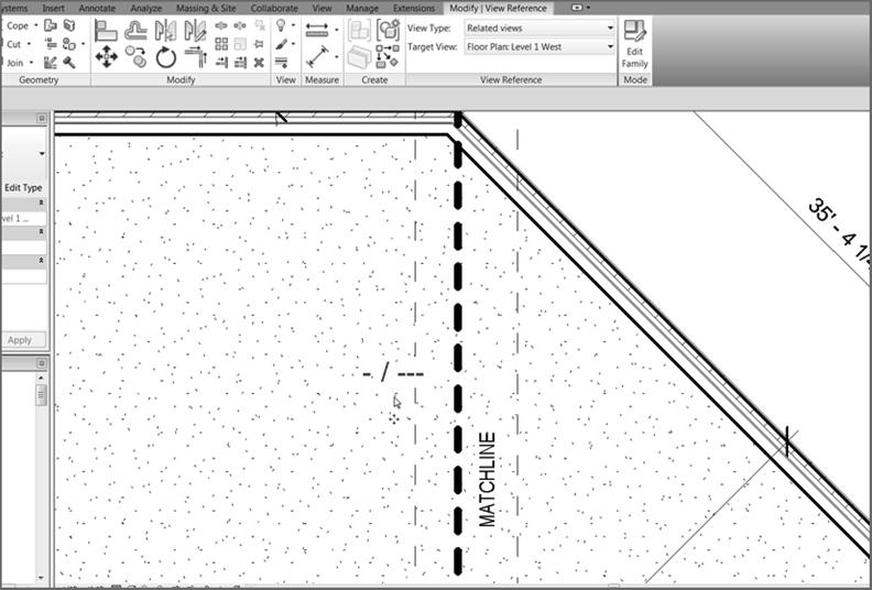 608 Chapter 12 Creating Specific Views and Match Lines 8. Click the move grip, and drag the text over to the match line so it s positioned as shown in Figure 12.13. F I G URE view. 12.13: Adding a view reference includes choosing the correct target 9.