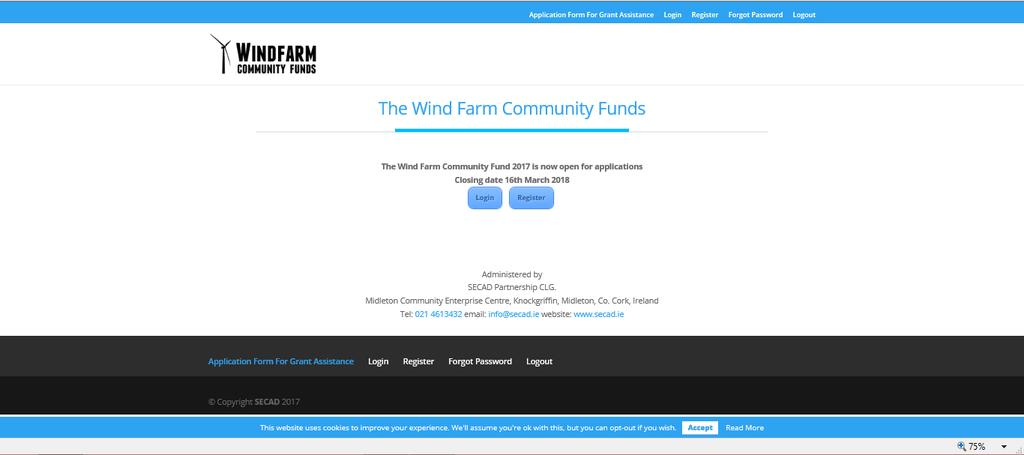 Logging in to the Wind Farm Community Fund website From your