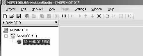 MOVMOT Startup with Double Slave Startup and adding functions by setting individual parameters 9 Example: Fine adjustment of setpoint f2 using MOVTOOLS MotionStudio 1.