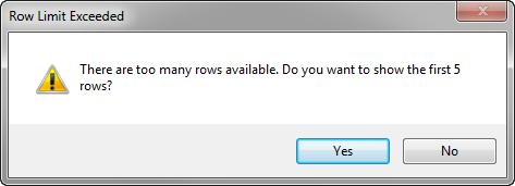 MaxRows from the Fusion web application. A message dialog similar to the one in Figure 7-23 appears if you specify an EL expression for RowLimit.MaxRows or do not modify its default value.