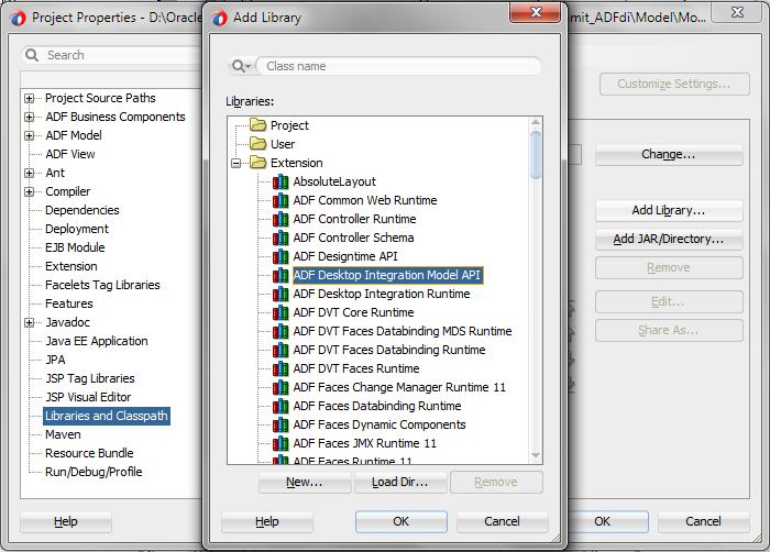 ADF Desktop Integration Model API Classes and Methods Figure G-1 Add Library Dialog 4. Click OK. The library name adds to the Classpath Entries list. 5.