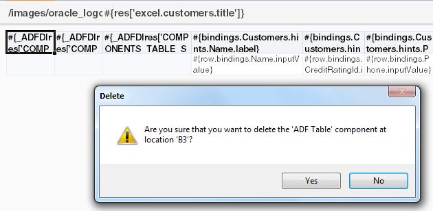 command, or the Delete ADF Component context menu option (see Figure 5-15). When you remove a component, ADF Desktop Integration prompts you to confirm your action, as shown in Figure 5-16.