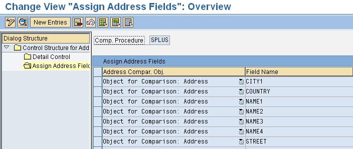 Select the detailed control procedure you created form the table and assign address fields to the rule set using the