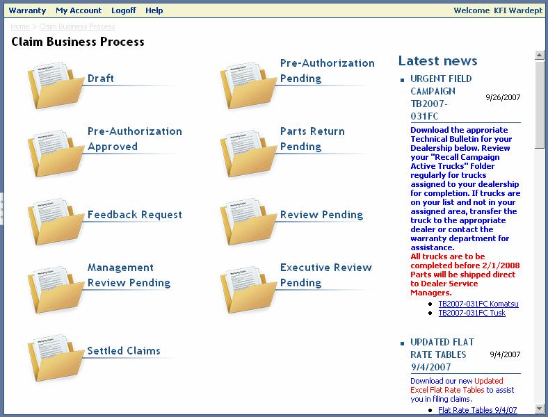 8. Claims View the Claims Process Select Claims from the navigation pane. The Claim Business Process page opens. The folders and links on this page display the basic steps in the claim process.