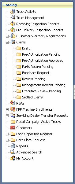 Navigate to Application Functions The navigation pane allows you to navigate quickly through application functions by expanding or closing folders.