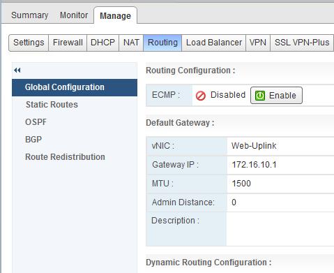 If this option was not selected while deploying the edge services gateway, you must enable it for the load balancer to function correctly. Check the pool member status through the UI.