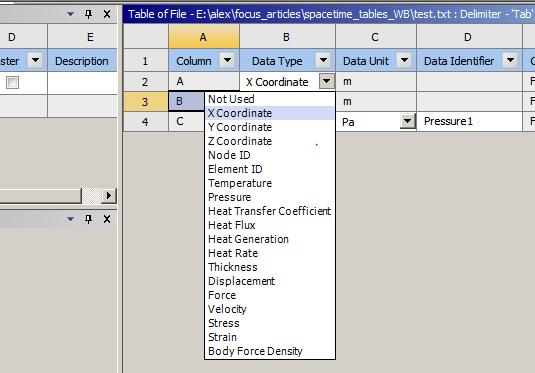 Next, each variable described by the table must reside in it s own column. The user specifies which type of data is contained in each column.