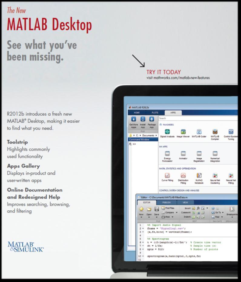 Release 2012b Highlights MATLAB Introducing the new MATLAB Desktop: making it easier to find what you need.