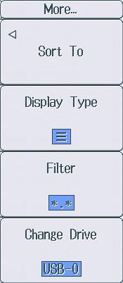 17.6 File Operations FILE Utility Menu Press FILE and then the Utility soft key to display the following menu. Set the file operation (Delete, Rename, Make Dir, Copy, Move).