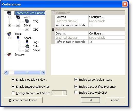 The Supervisor Desktop Window 1. Choose View > Preferences. The Preferences window appears. 2. In the left pane, select a node.