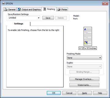 1. Select one of the following Finishing Mode options: To print multiple pages on each sheet of paper, select the N-Up option.