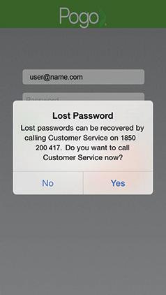 Lost Password Screen: If you have forgotten your password select the Lost Password option from the