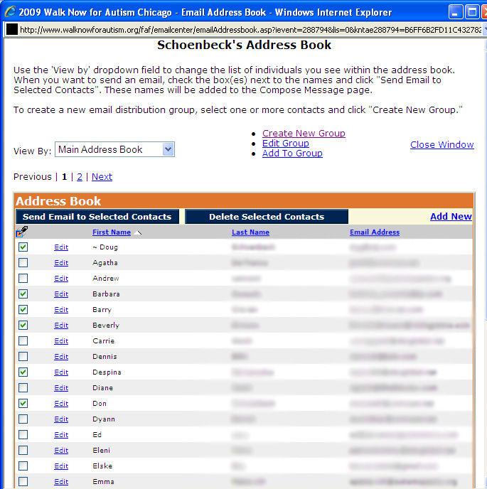 Address Book From your address book, you can manage contacts, view by pre-set groups, create personal mailing groups or select