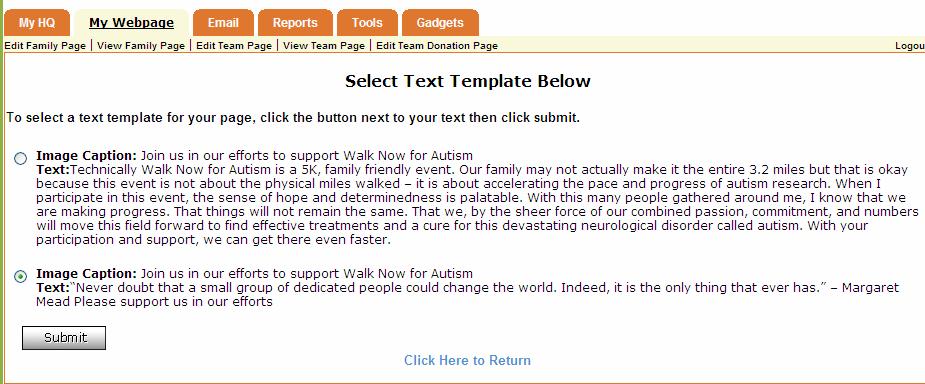 Add Webpage Text: Click Select to choose preset text from the template library or enter your own directly in