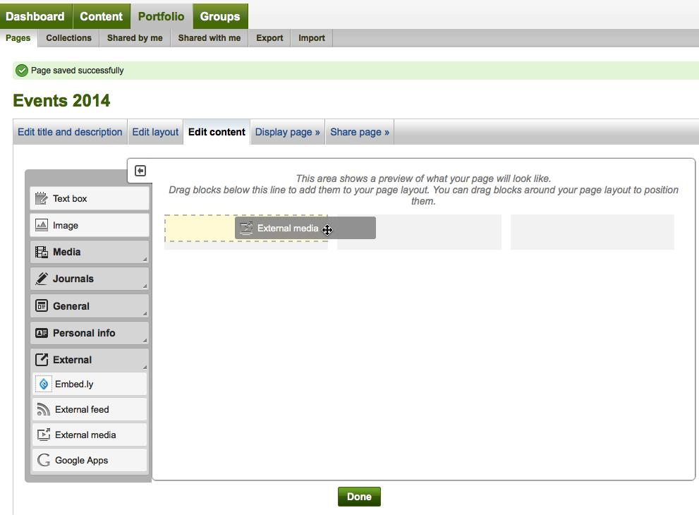 Add all or part of a Journal to a Mahara page, ctd: 1. Journals 2.