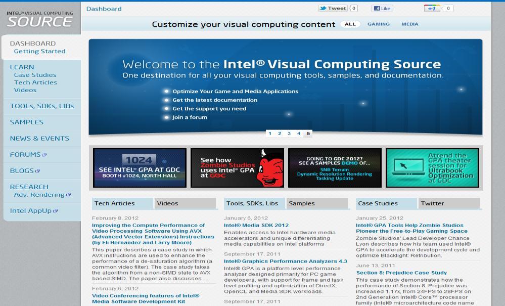 Your Single Source for Visual Computing Info, Articles, Samples, SDKs and Tools Free Downloads of Intel Visual