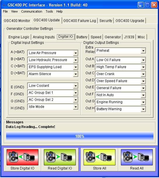 16 4.3.3 Digital I/O The GSC400 Digital I/O screen allows configuration to the following: Digital Input: Digital Output: 1. Input A 1. Output A 2. Input B 2. Output B 3. Input C 3. Output C 4.