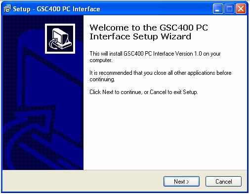 5 2.3 Installing on Windows 98SE, 2000, ME, XP. 1. Exit all open applications, close any open windows, and disable any virus protection software before installing the GSC400 software.