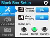 [DVR/Black Box] Changing the settings of DVR functions 1) Basic Setup It is possible to turn continuous recording On/Off.