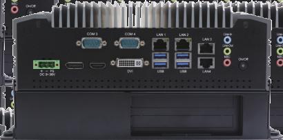 type A 3 x RS-232/22/85 DB-9, default RS-232 1 x RS-232 DB-9 1 x Line-in, 1 x Line-out, 1 x Mic x GbE LAN RJ-5 1 x Display Port, 1 x DVI-I, 1 x 1 x -in/-out Digital I/O, 1-5V, 1-GND 1 x 3-pin DC