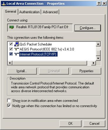 Configure TCP/IP component 1) On the Windows taskbar, click the Start button, and then click Control Panel.