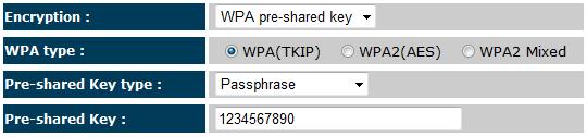 74 WPA Pre-Shared Key Encryption: WPA Pre-Shared Key Encryption Authentication Type: Please ensure that your wireless clients use the same authentication type.