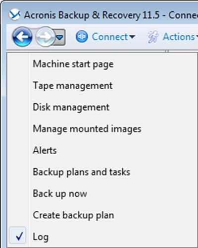 Navigation buttons 2.1.3 Console options The console options define the way information is represented in the Graphical User Interface of Acronis Backup & Recovery 11.5.