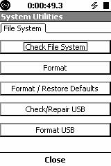 File System The File System page is used to repair or recover from file system problems. The functions available on this page are similar to function that would be used to manage a hard drive.