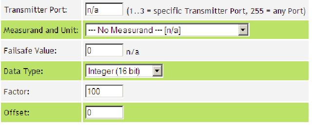 5. 2. Setup of ranges and values: Measurand and Unit: Selected desired measuring value (T, RH ). Physical Range: Enter desired range and engineering unit of the measured value (e.g. 0...100 C).