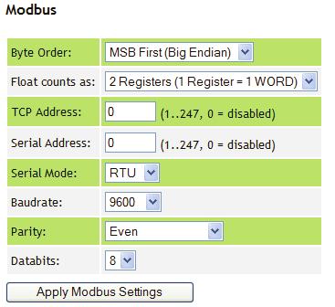 (in the list Modbus Register Map ) Via the button Delete Register the selected