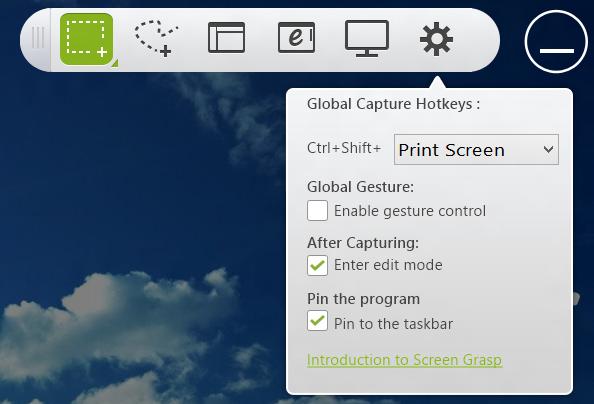 40 - Acer Screen Grasp Adjusting the Settings Tap the Settings icon to adjust the defaults for Acer Screen Grasp.