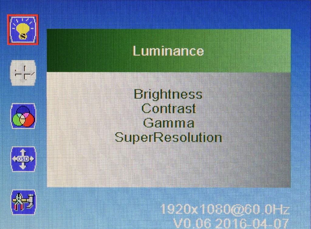 Chapter 2: Front Panel Controls 2.2 OSD Operation 2.2. Luminance Brightness Adjust the luminance level of the screen.