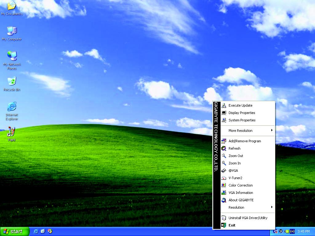 English 3.1.5. Taskbar icon After installation of the display drivers, you will find a GIGABYTE icon on the taskbar's status area.
