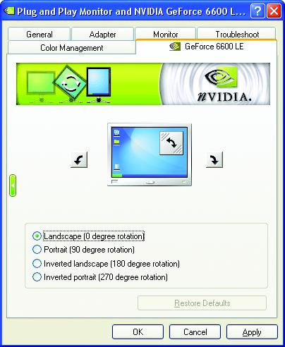 English Tools properties NV Rotate properties The NVIDIA settings taskbar utility lets you conveniently access various features and presets you've configured in the Display Properties directly