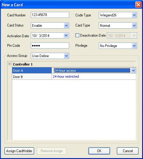 Then follow Step 3 to complete other settings. On the menu bar, click Personnel and select Cards. This window appears. Figure 4-6 2.