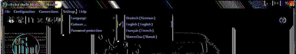 5.3 General settings 5.3.1 Languages Select [Settings] [Language] in the menu bar. The selection of a language is possible in any mode.